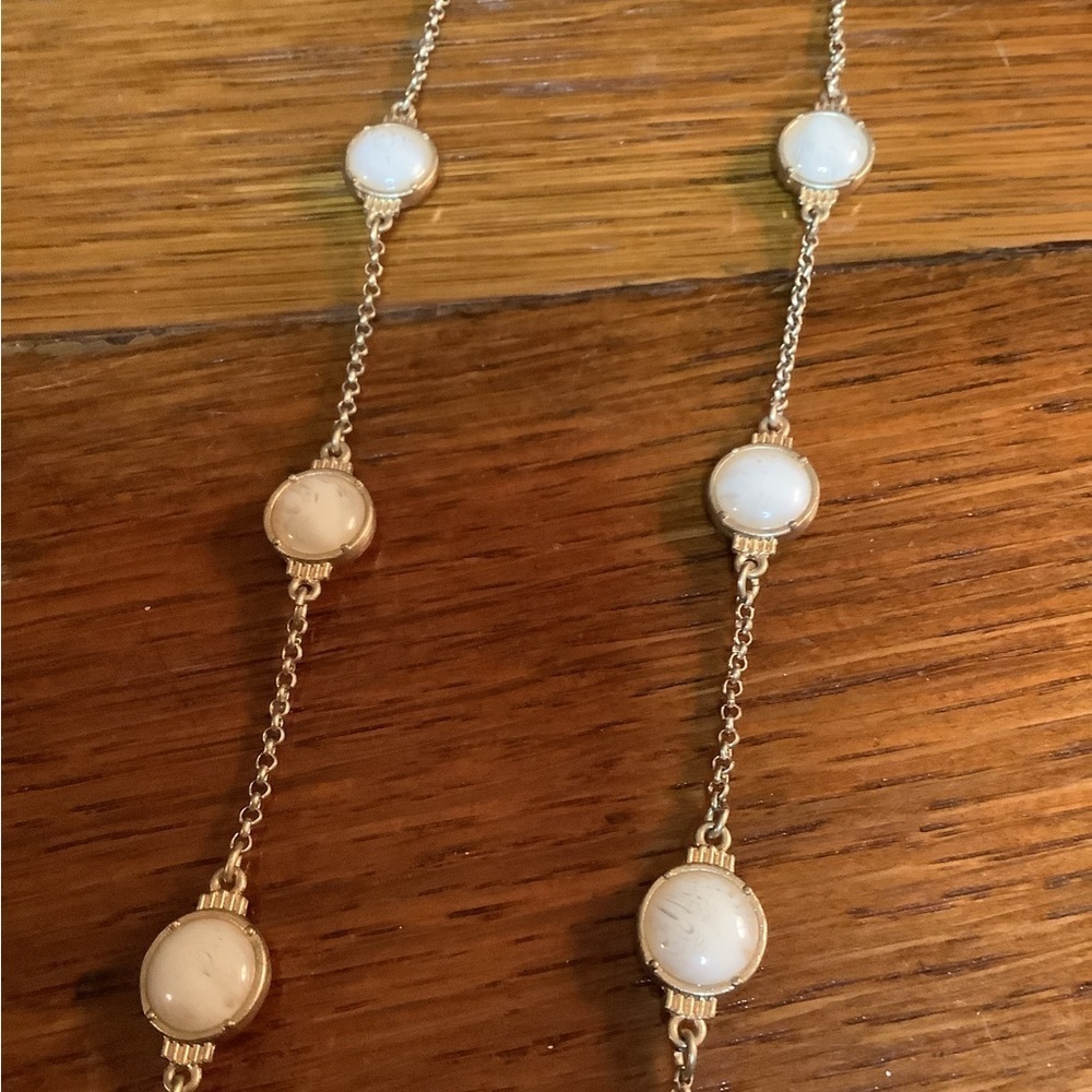 Lia Sophia 36in Gold Tone Milky White Cabochon Long Station Necklace - Picture 5 of 9